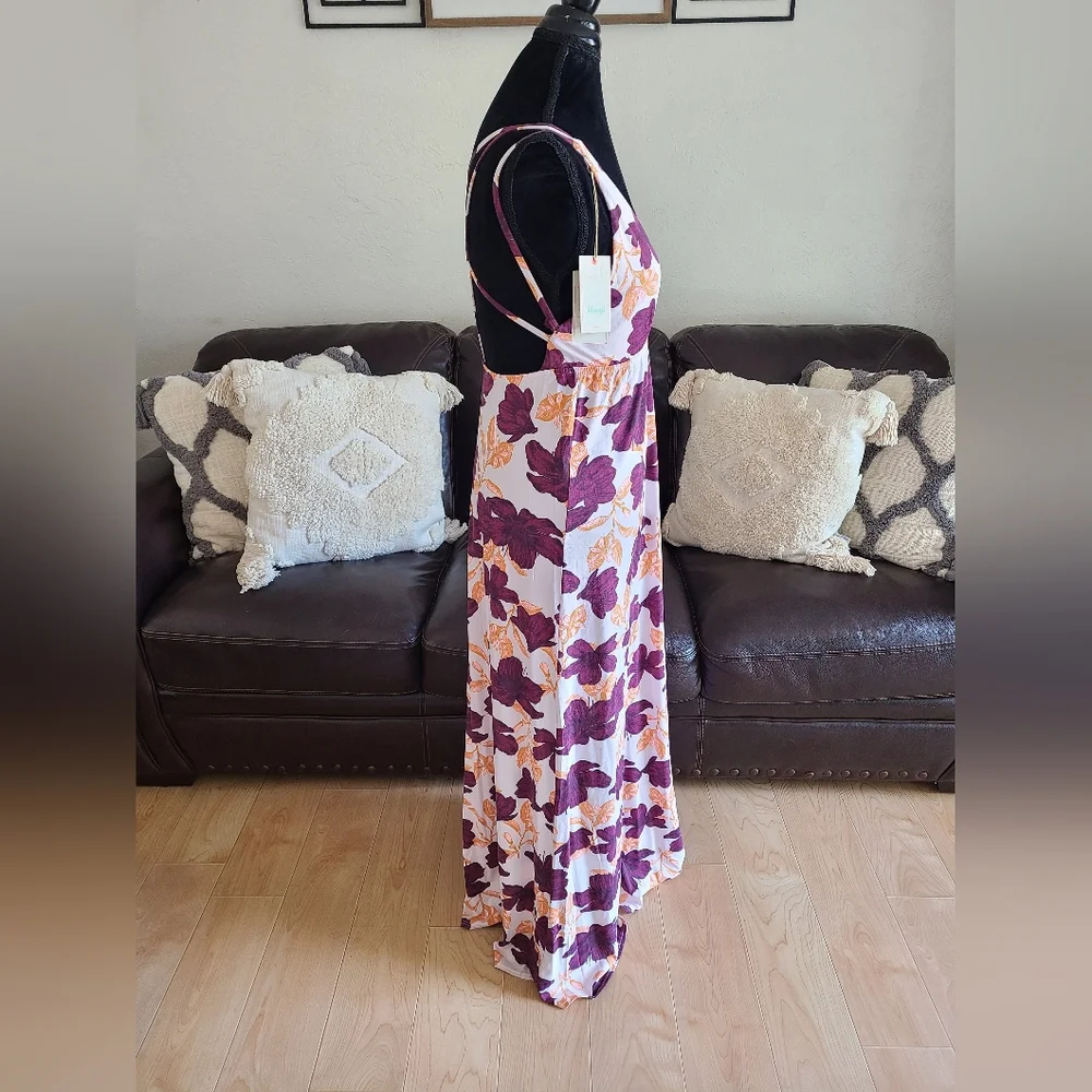 Maaji‎ Floral Print Strappy Back Maxi Dress Swimsuit Cover Size M Boho Chic NWT